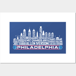 Philadelphia City Basketball Team All Time Legends, Philadelphia City Skyline Posters and Art